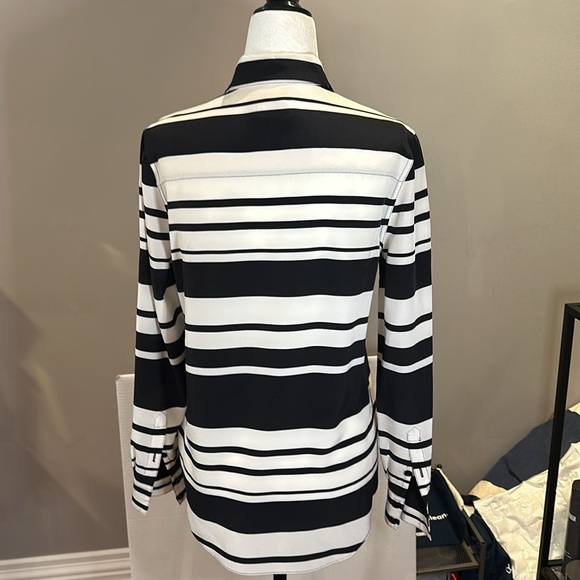 Kate Spade New York black and white striped silk blouse, XS - Picture 2 of 10